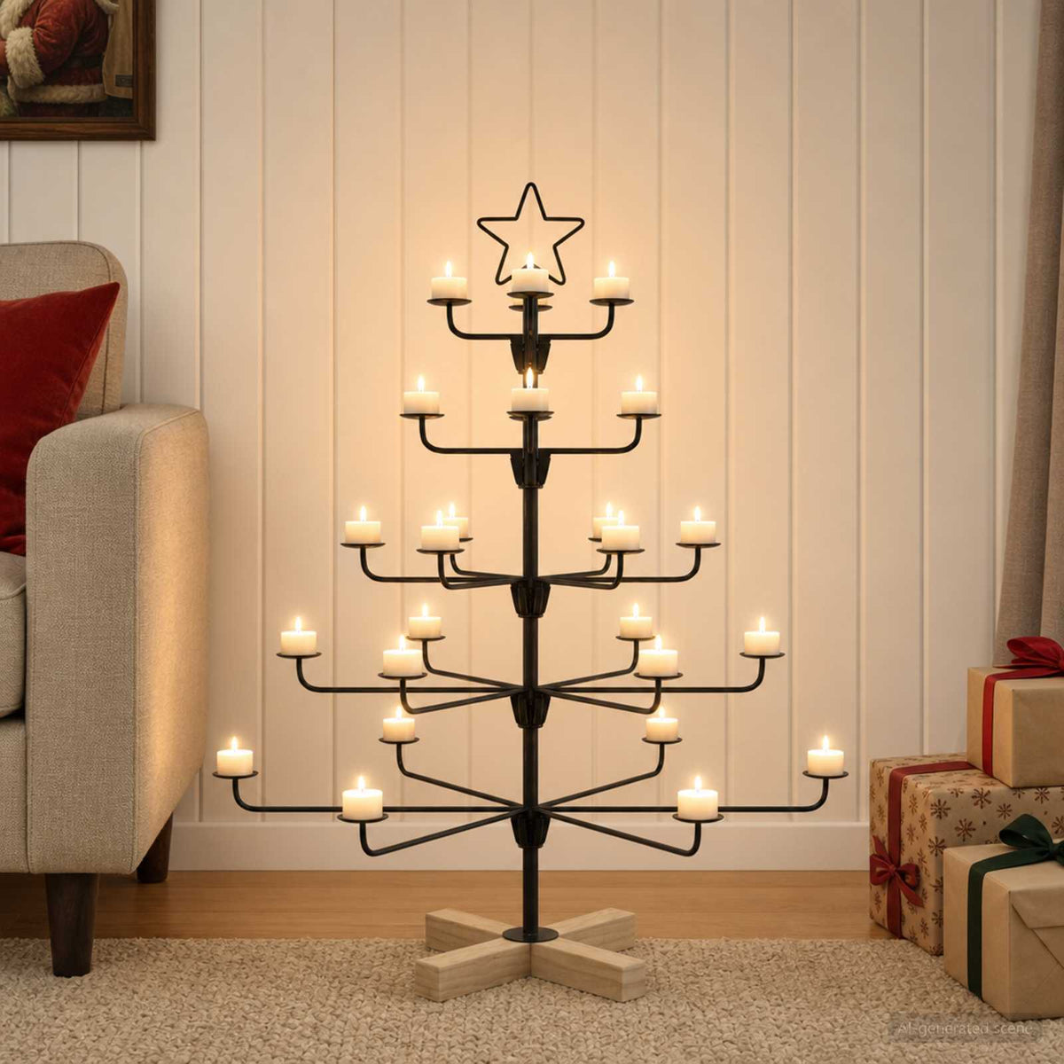 Metalen kerstboom met houder KUOPIO 90 cm Staal Zwart is nu te koop bij PeponiXL, paradijselijk wonen!