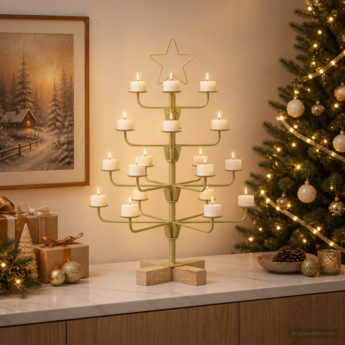 Metalen kerstboom met houder KUOPIO 60 cm Staal Goud is nu te koop bij PeponiXL, paradijselijk wonen!