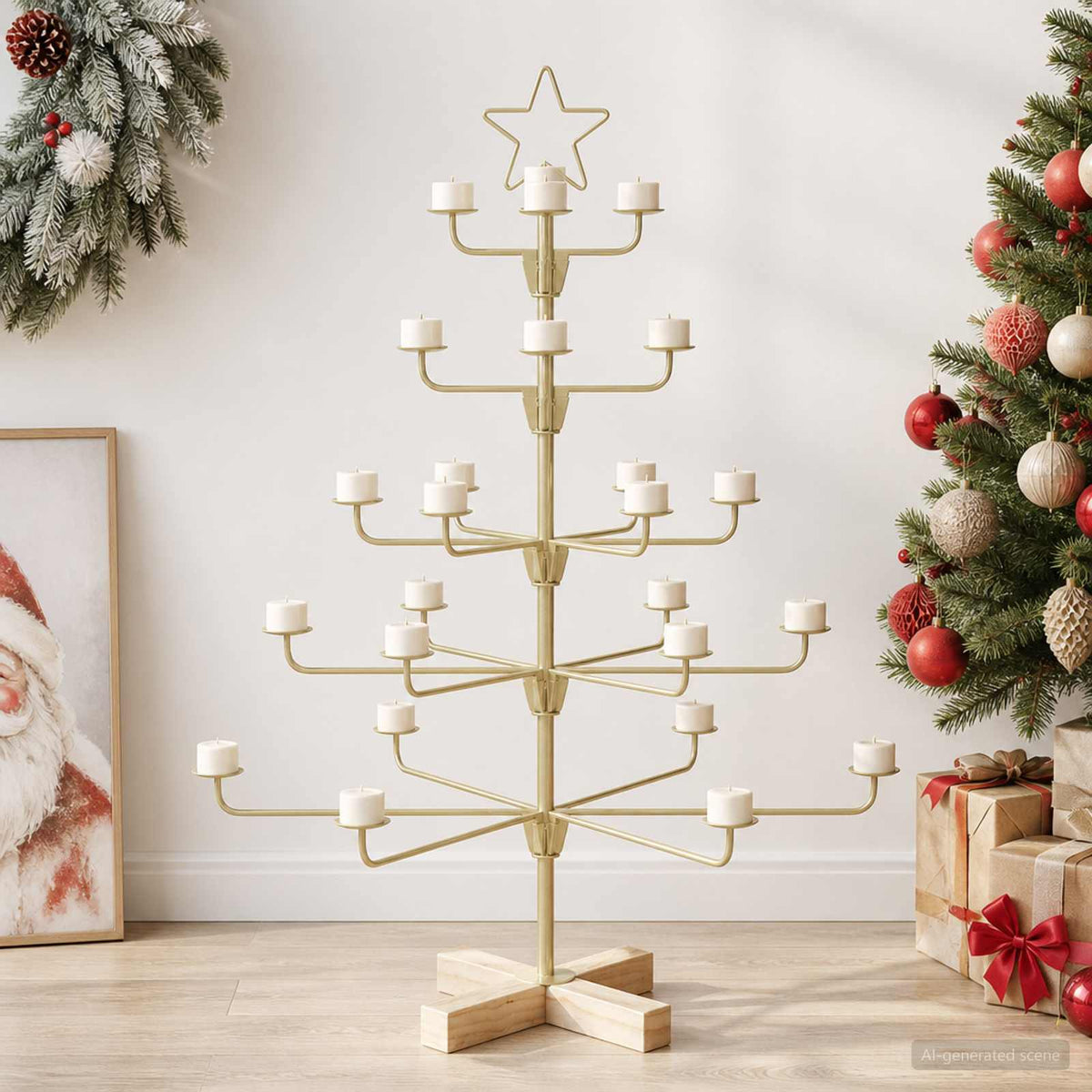 Metalen kerstboom met houder KUOPIO 90 cm Staal Goud is nu te koop bij PeponiXL, paradijselijk wonen!