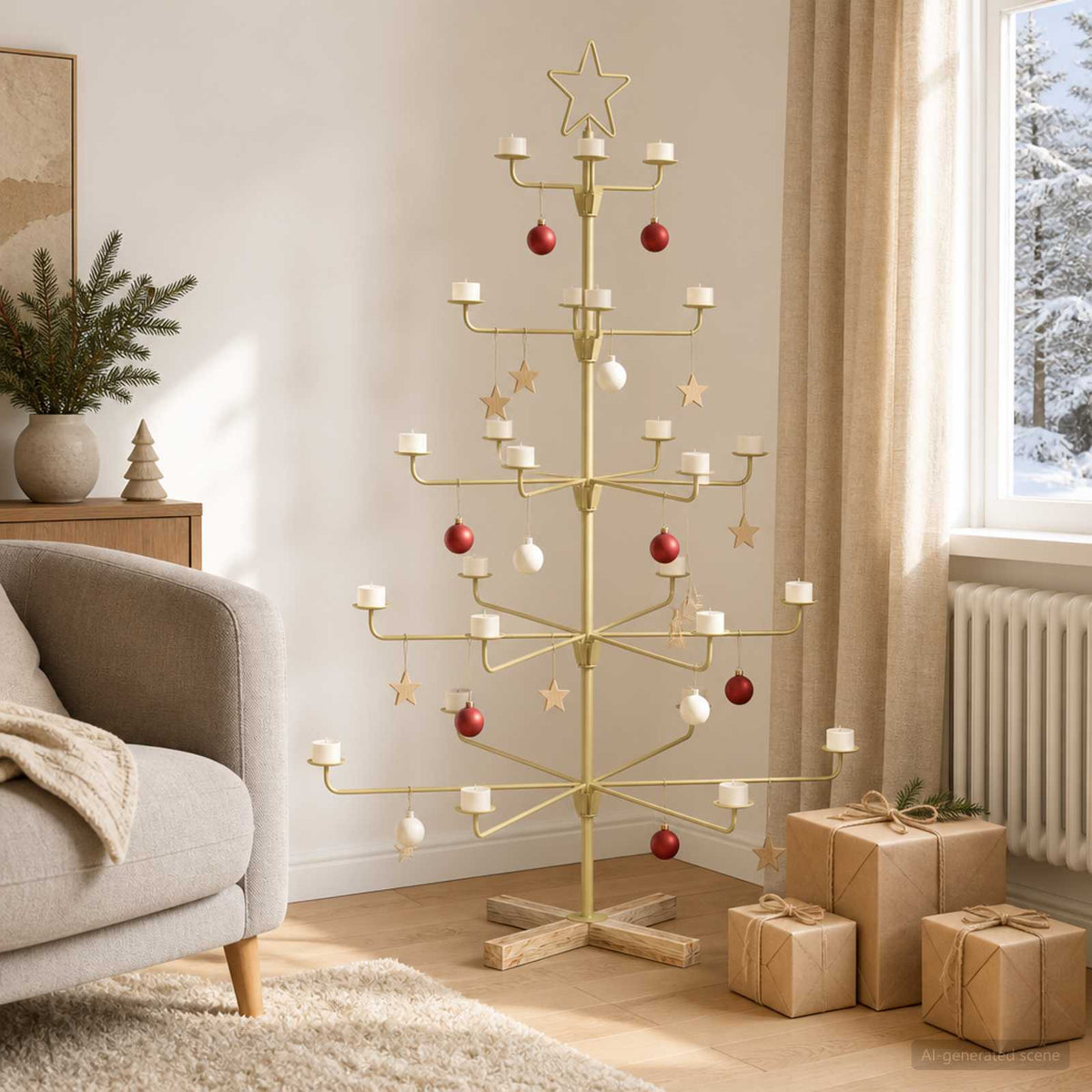 Metalen kerstboom met houder KUOPIO 125 cm Staal Goud is nu te koop bij PeponiXL, paradijselijk wonen!