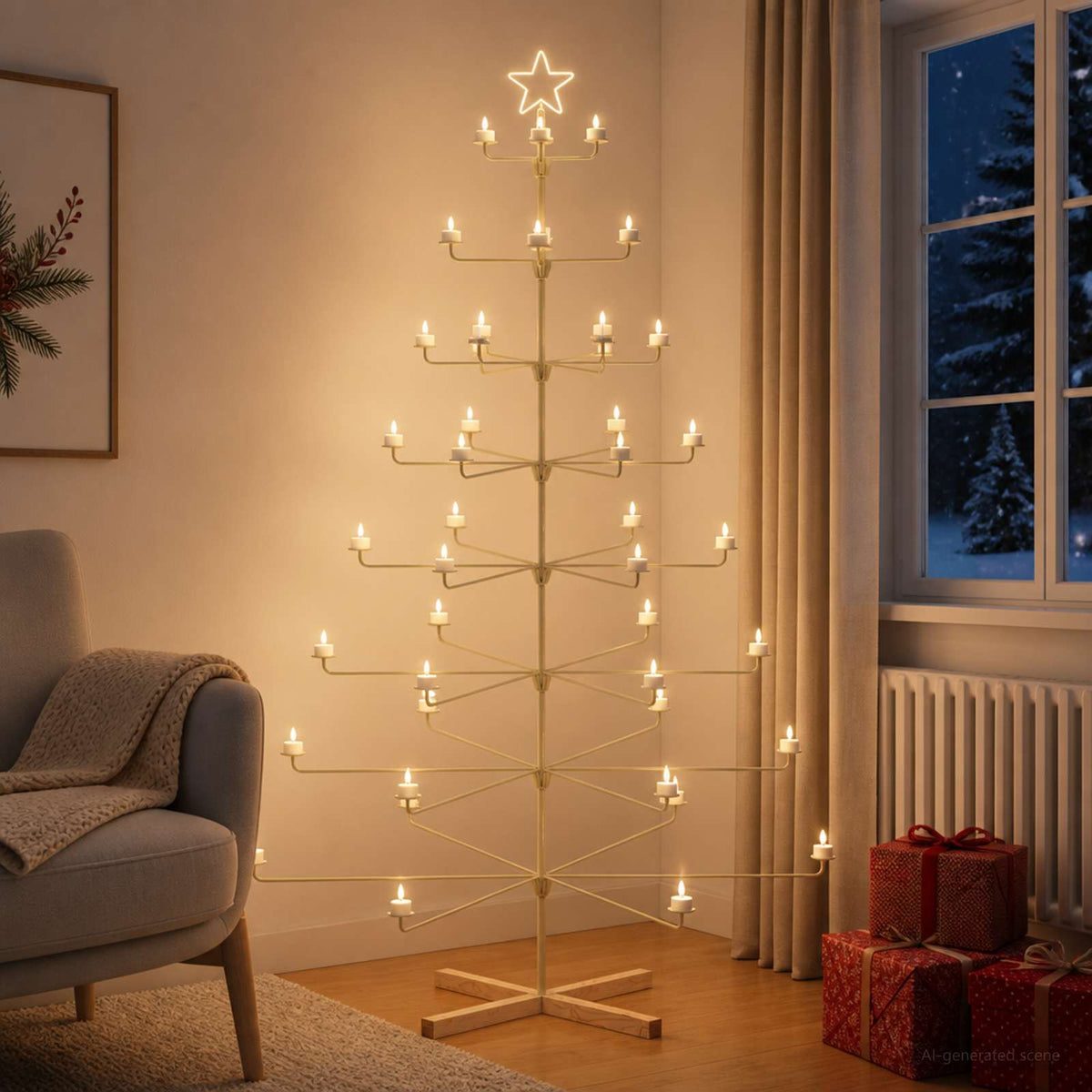 vidaXL Metalen kerstboom met houder KUOPIO 210 cm Staal Goud