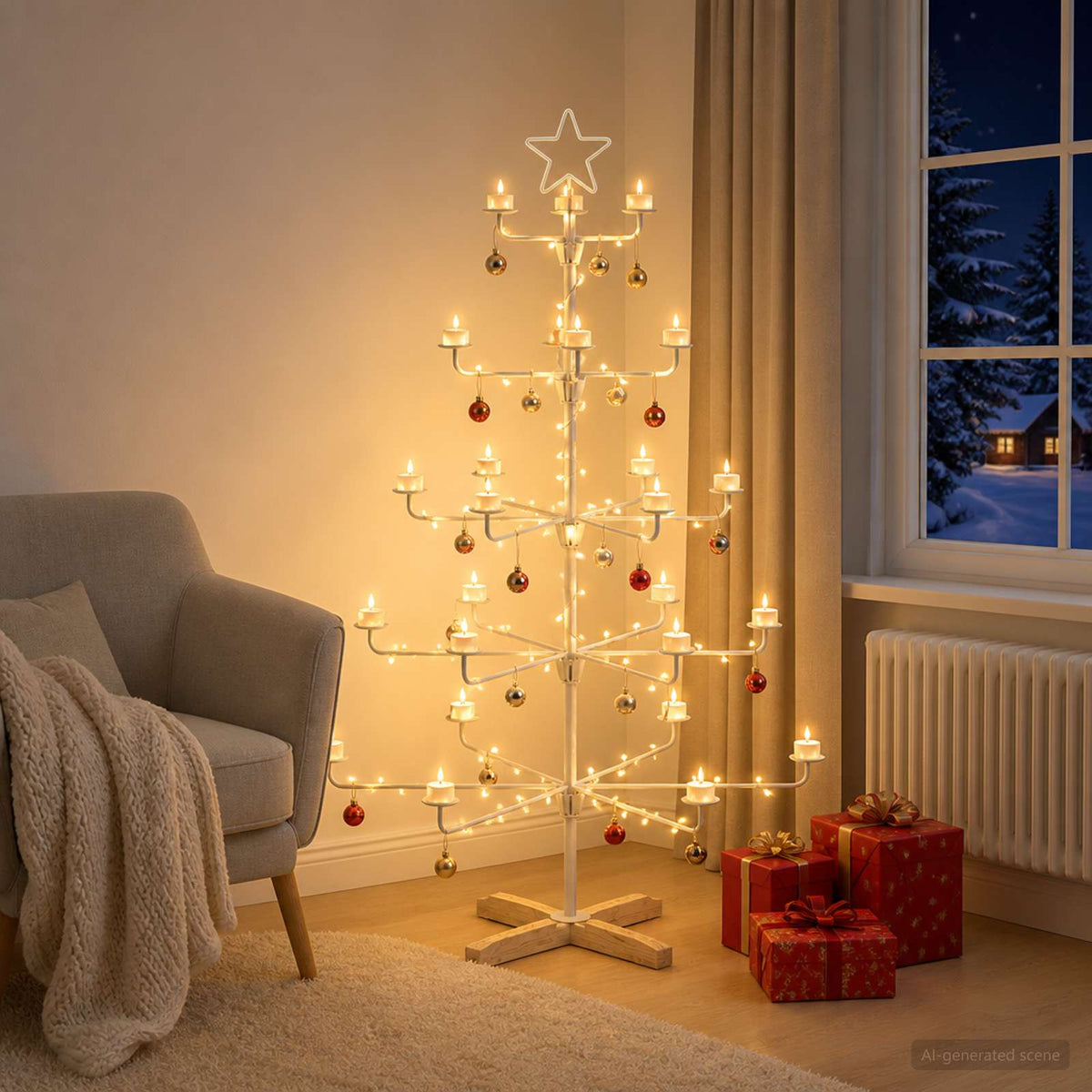 Metalen kerstboom met houder KUOPIO 125 cm Staal Wit is nu te koop bij PeponiXL, paradijselijk wonen!