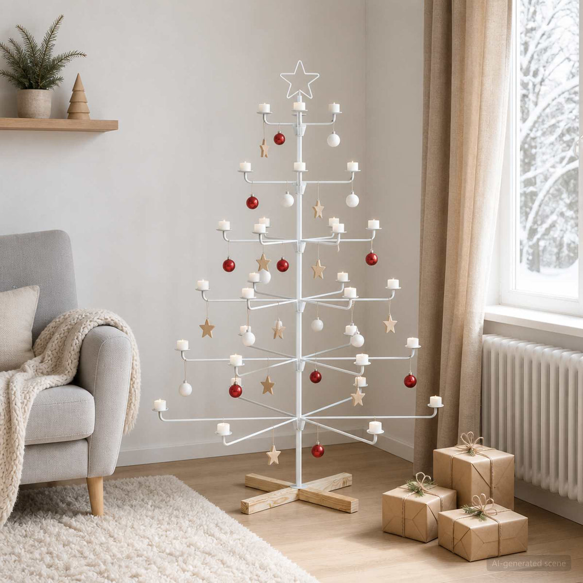 Metalen kerstboom met houder KUOPIO 150 cm Staal Wit is nu te koop bij PeponiXL, paradijselijk wonen!