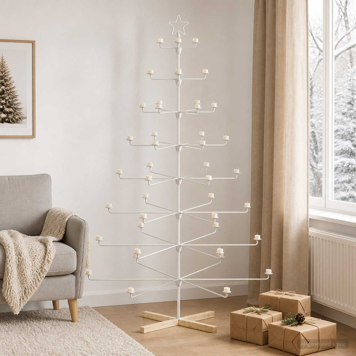 Metalen kerstboom met houder KUOPIO 210 cm Staal Wit is nu te koop bij PeponiXL, paradijselijk wonen!
