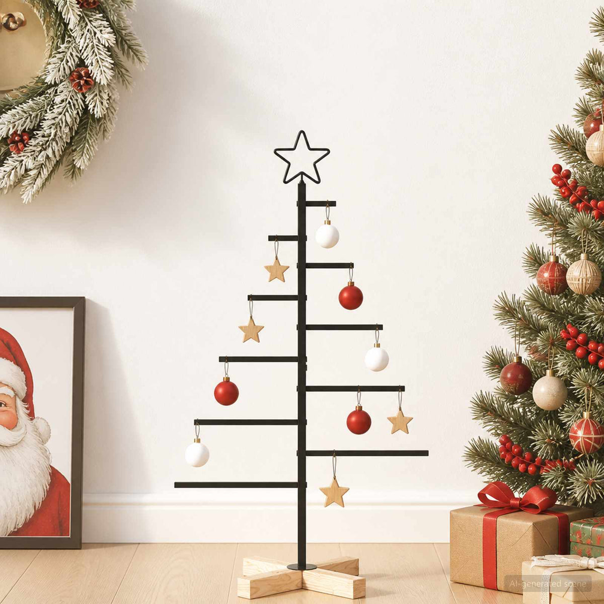 Metalen kerstboom met standaard KUOPIO 90 cm Staal Zwart is nu te koop bij PeponiXL, paradijselijk wonen!