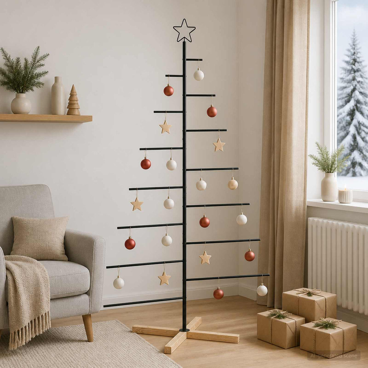 Metalen kerstboom met standaard KUOPIO 180 cm Staal Zwart is nu te koop bij PeponiXL, paradijselijk wonen!