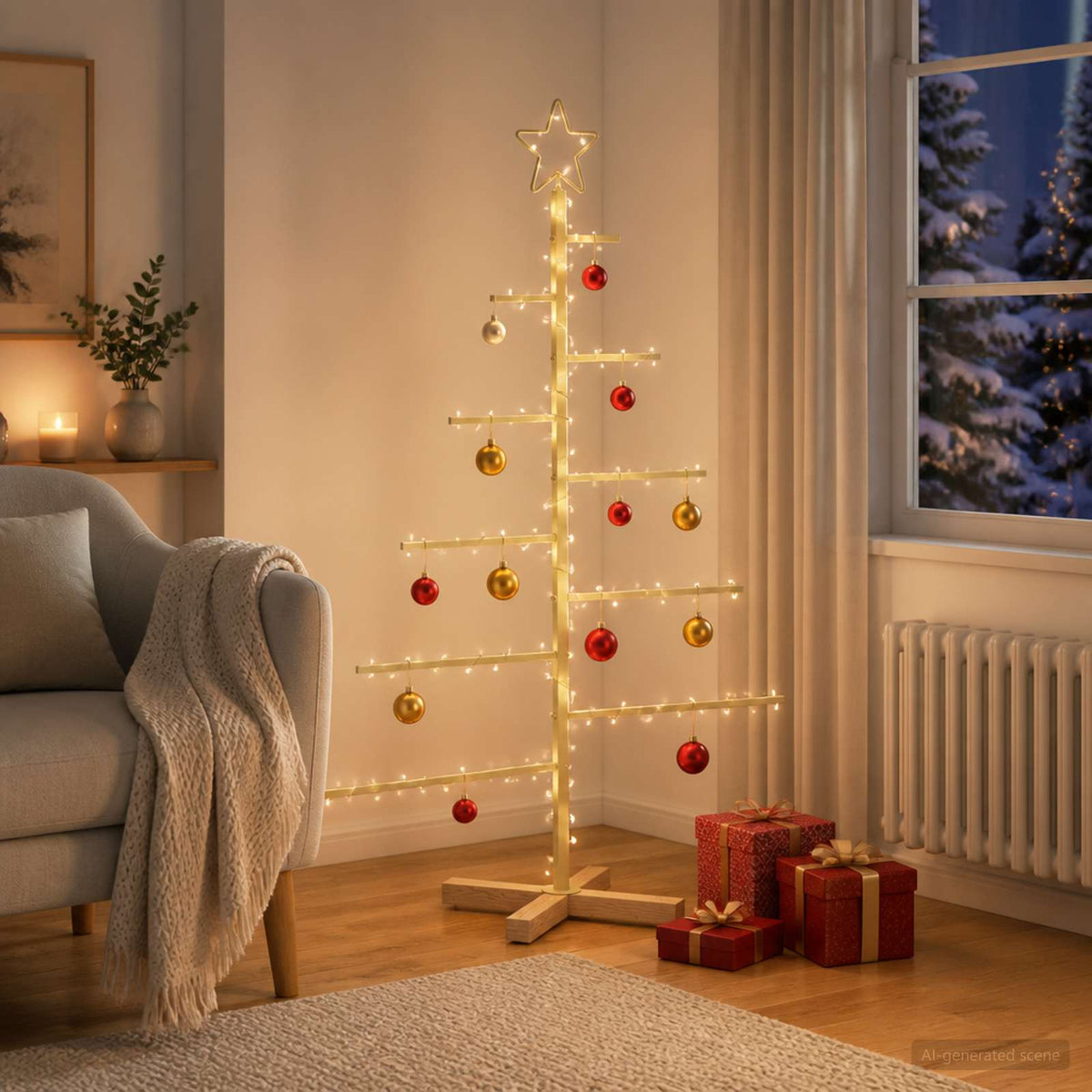 Metalen kerstboom met standaard KUOPIO 125 cm Staal Goud is nu te koop bij PeponiXL, paradijselijk wonen!