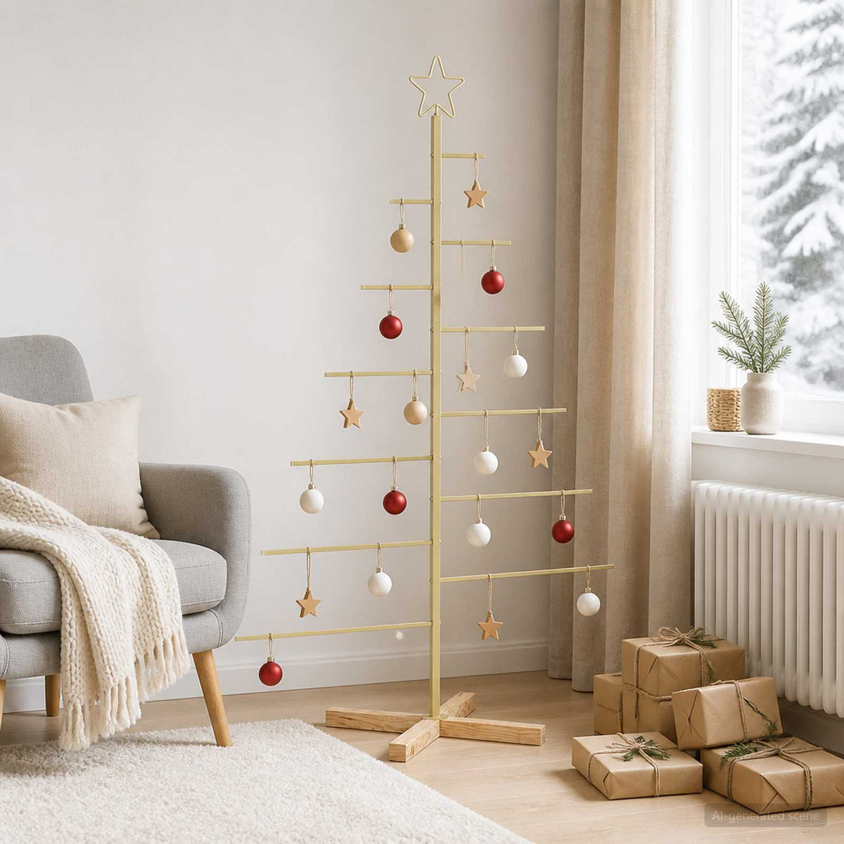 Metalen kerstboom met standaard KUOPIO 150 cm Staal Goud is nu te koop bij PeponiXL, paradijselijk wonen!