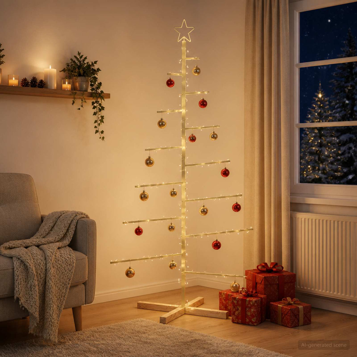 Metalen kerstboom met standaard KUOPIO 180 cm Staal Goud is nu te koop bij PeponiXL, paradijselijk wonen!