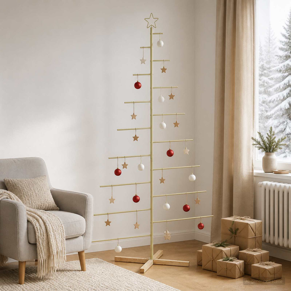 Metalen kerstboom met standaard KUOPIO 210 cm Staal Goud is nu te koop bij PeponiXL, paradijselijk wonen!