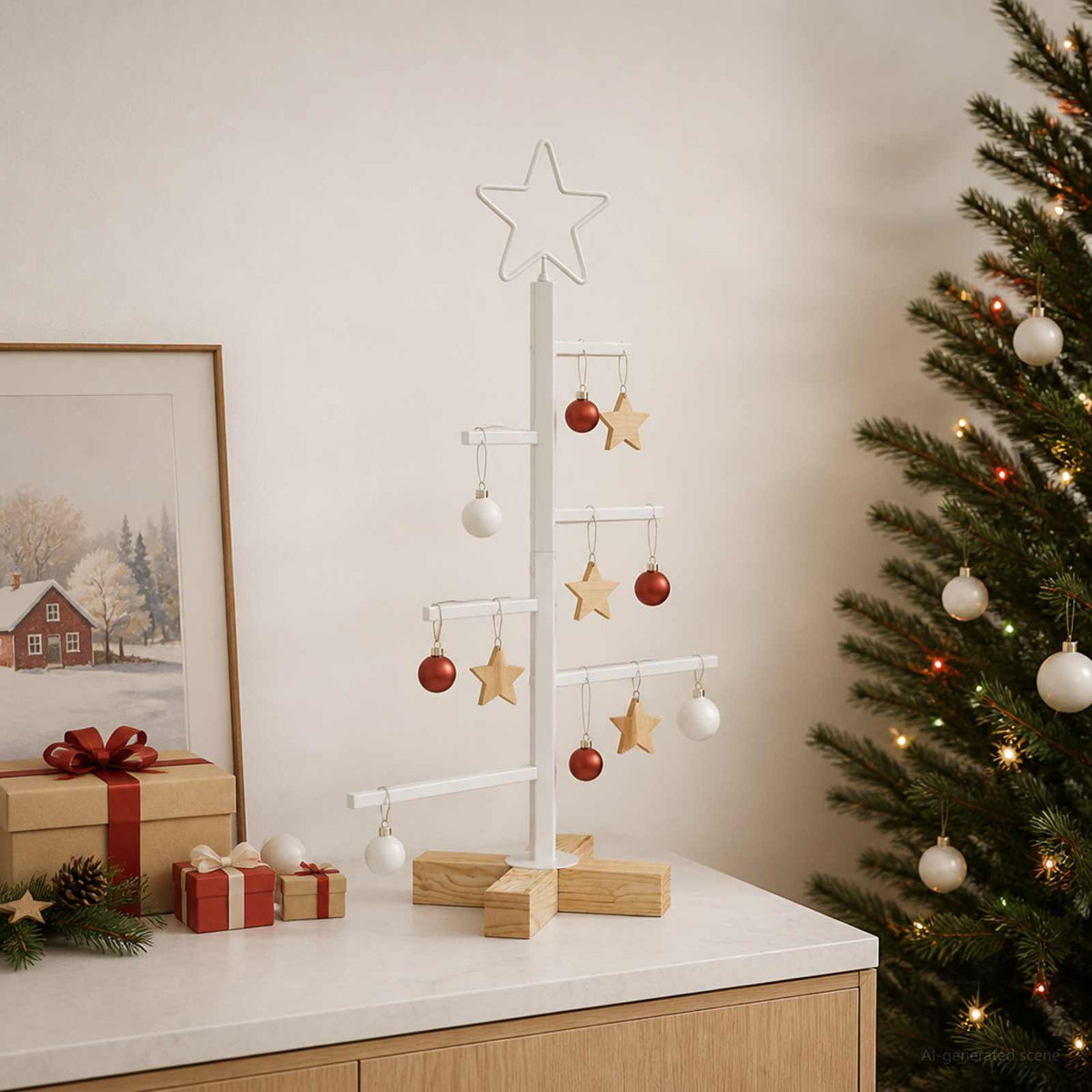 Metalen kerstboom met standaard KUOPIO 60 cm Staal Wit is nu te koop bij PeponiXL, paradijselijk wonen!