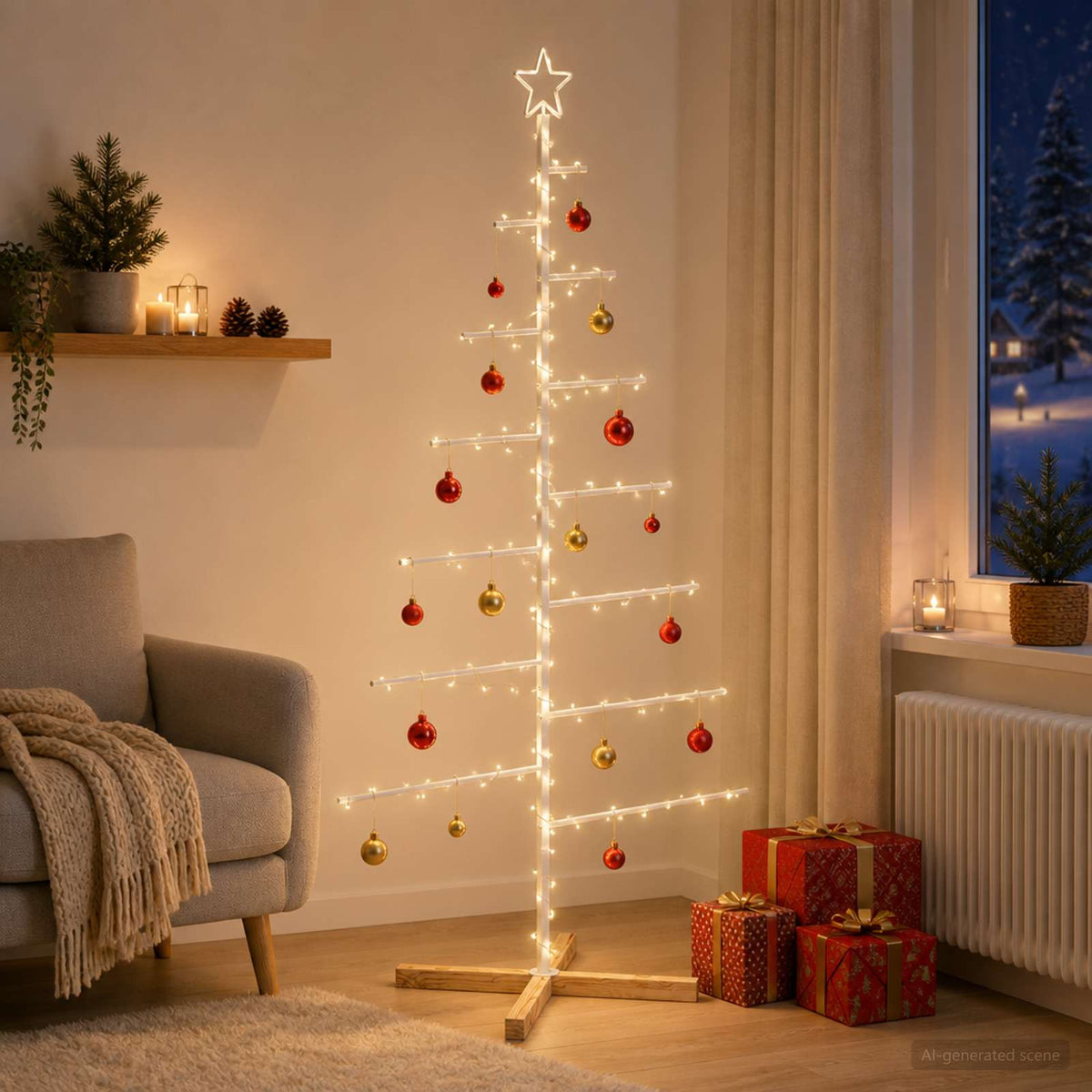 Metalen kerstboom met standaard KUOPIO 180 cm Staal Wit is nu te koop bij PeponiXL, paradijselijk wonen!