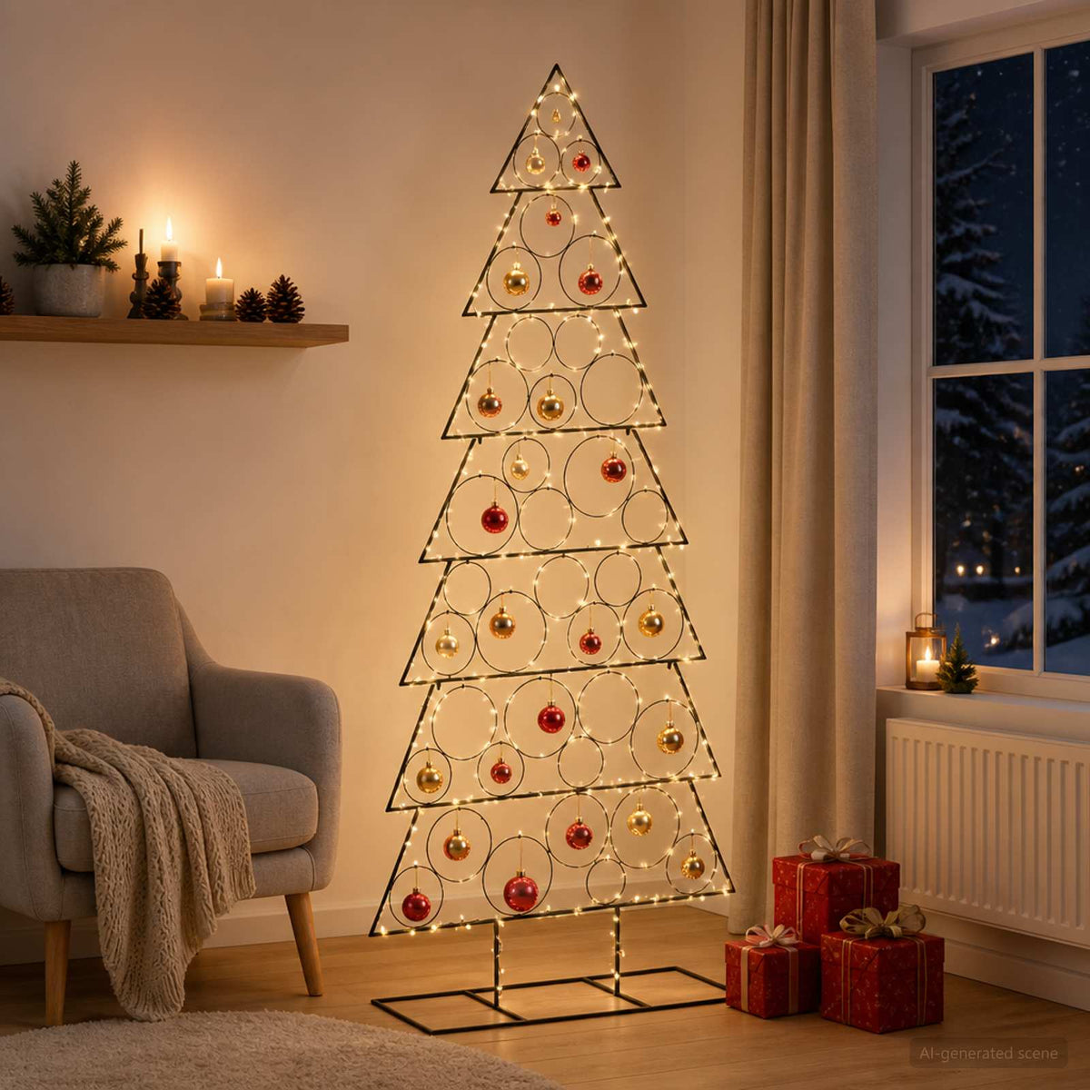 Metalen kerstboom met standaard KUOPIO 210 cm Staal Zwart is nu te koop bij PeponiXL, paradijselijk wonen!