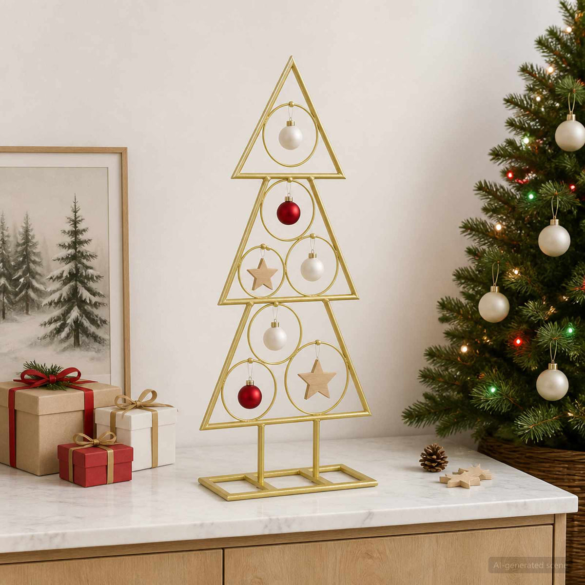 Metalen kerstboom met standaard KUOPIO 60 cm Staal Goud is nu te koop bij PeponiXL, paradijselijk wonen!