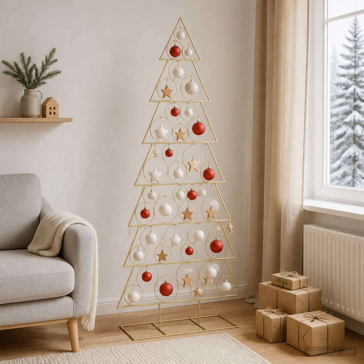 Metalen kerstboom met standaard KUOPIO 210 cm Staal Goud is nu te koop bij PeponiXL, paradijselijk wonen!