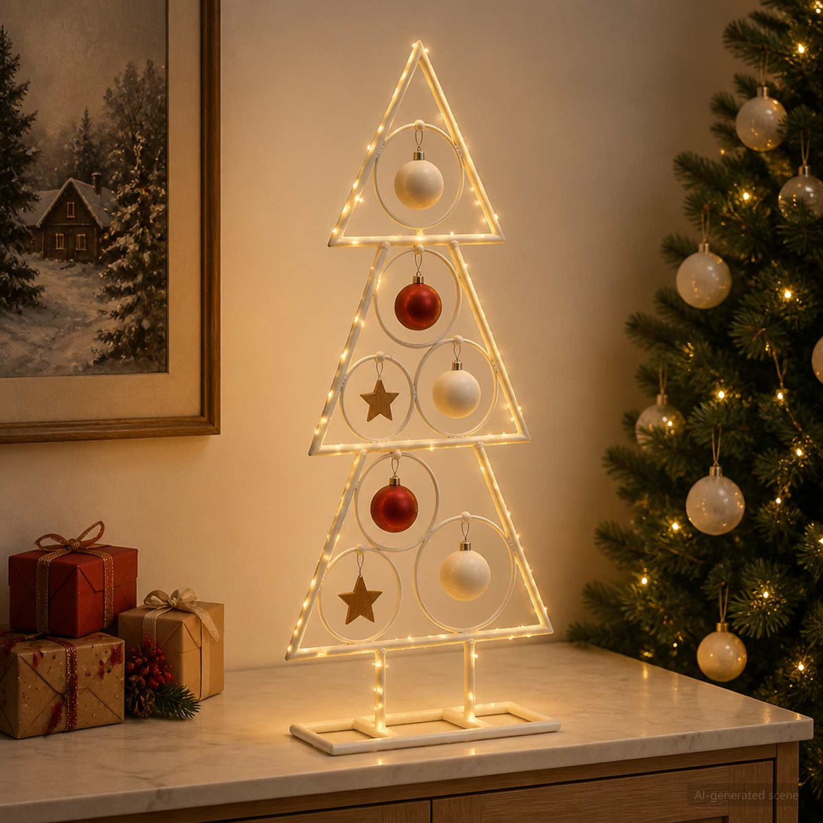 Metalen kerstboom met standaard KUOPIO 60 cm Staal Wit is nu te koop bij PeponiXL, paradijselijk wonen!