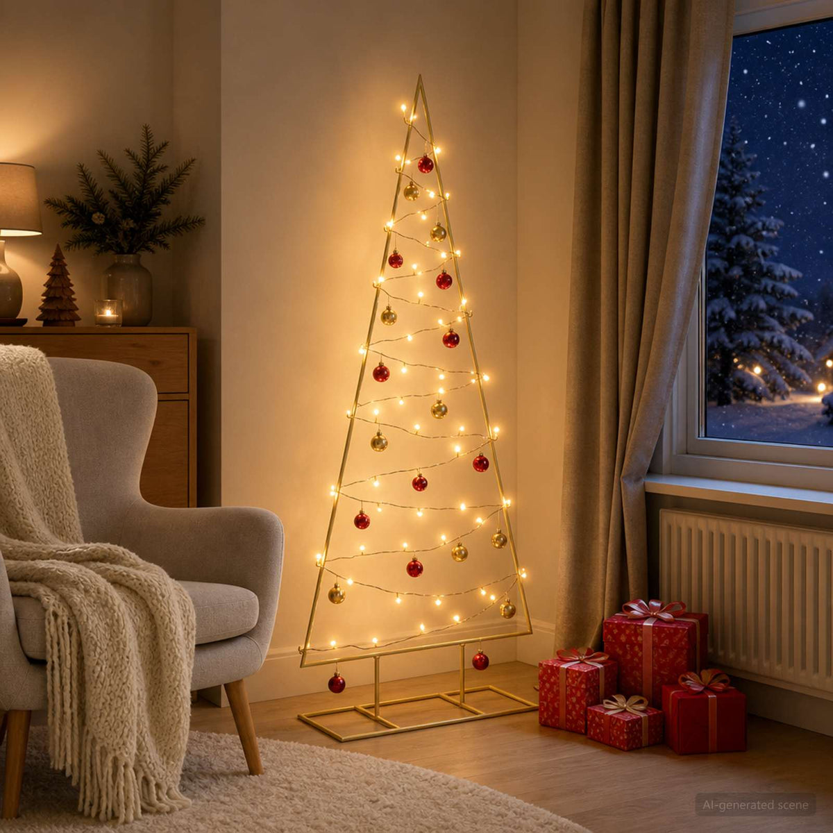 Metalen kerstboom met led KUOPIO 125 cm Warmwit Staal Goud is nu te koop bij PeponiXL, paradijselijk wonen!
