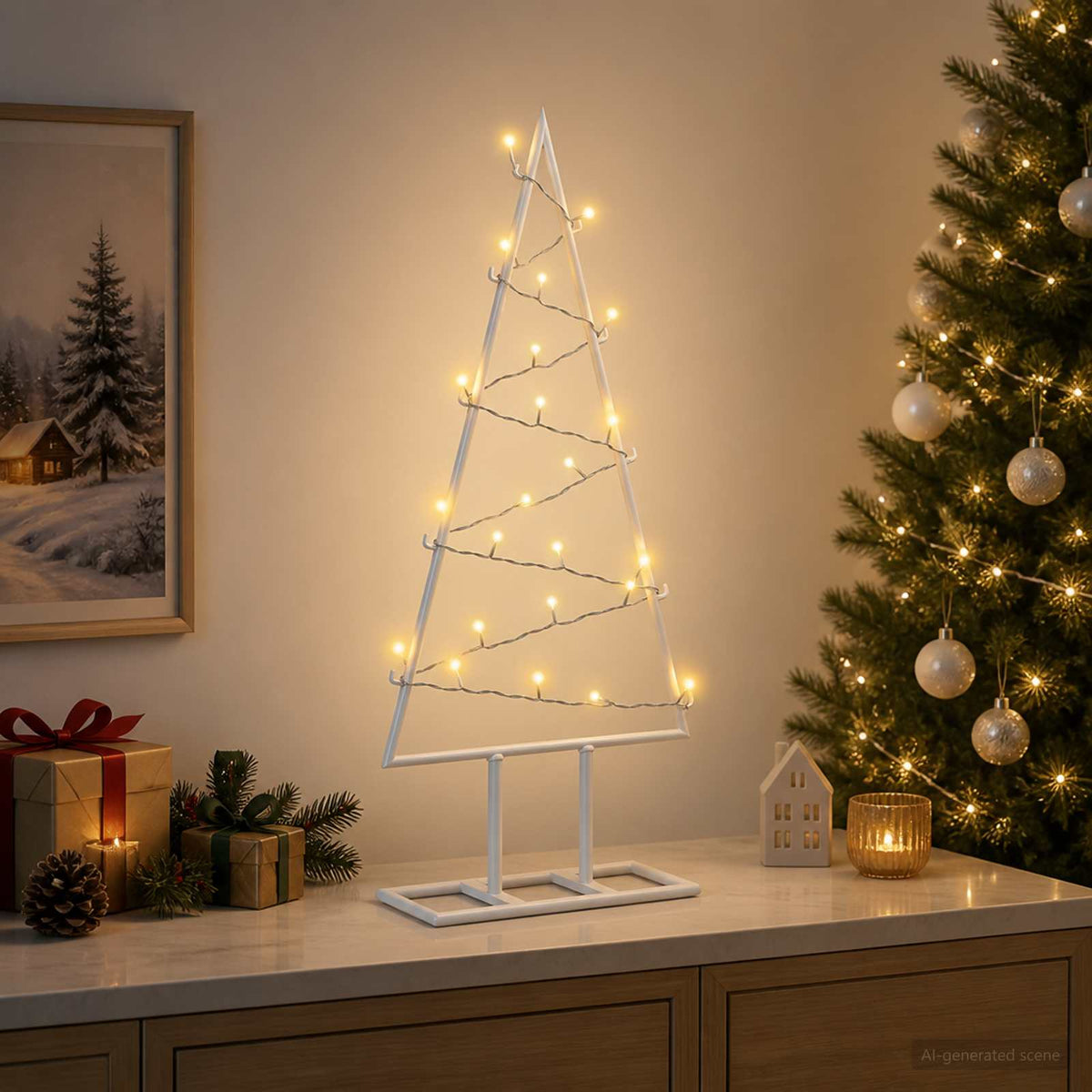 Metalen kerstboom met led KUOPIO 60 cm Warmwit Staal Wit is nu te koop bij PeponiXL, paradijselijk wonen!