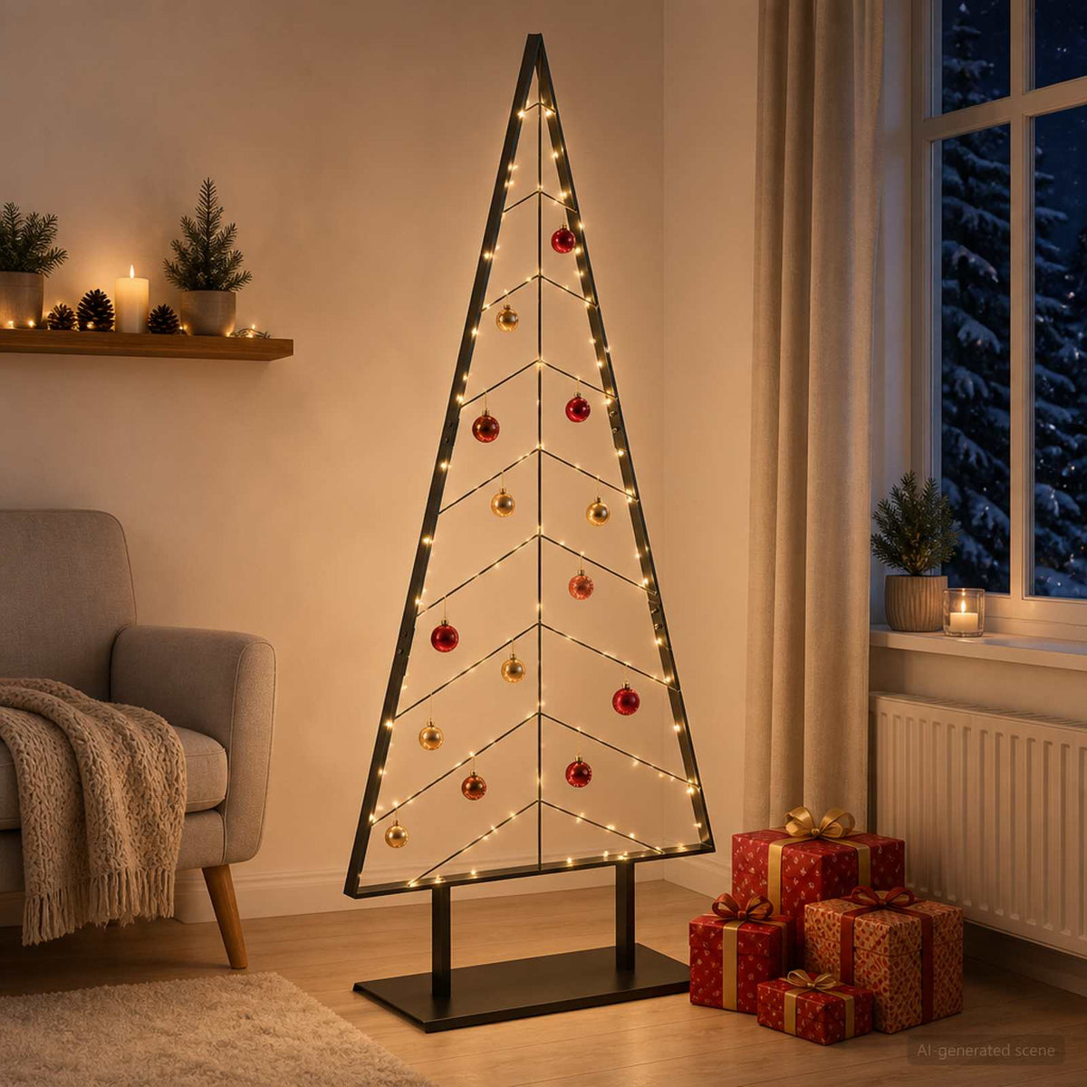 Metalen kerstboom met standaard KUOPIO 180 cm Staal Zwart is nu te koop bij PeponiXL, paradijselijk wonen!