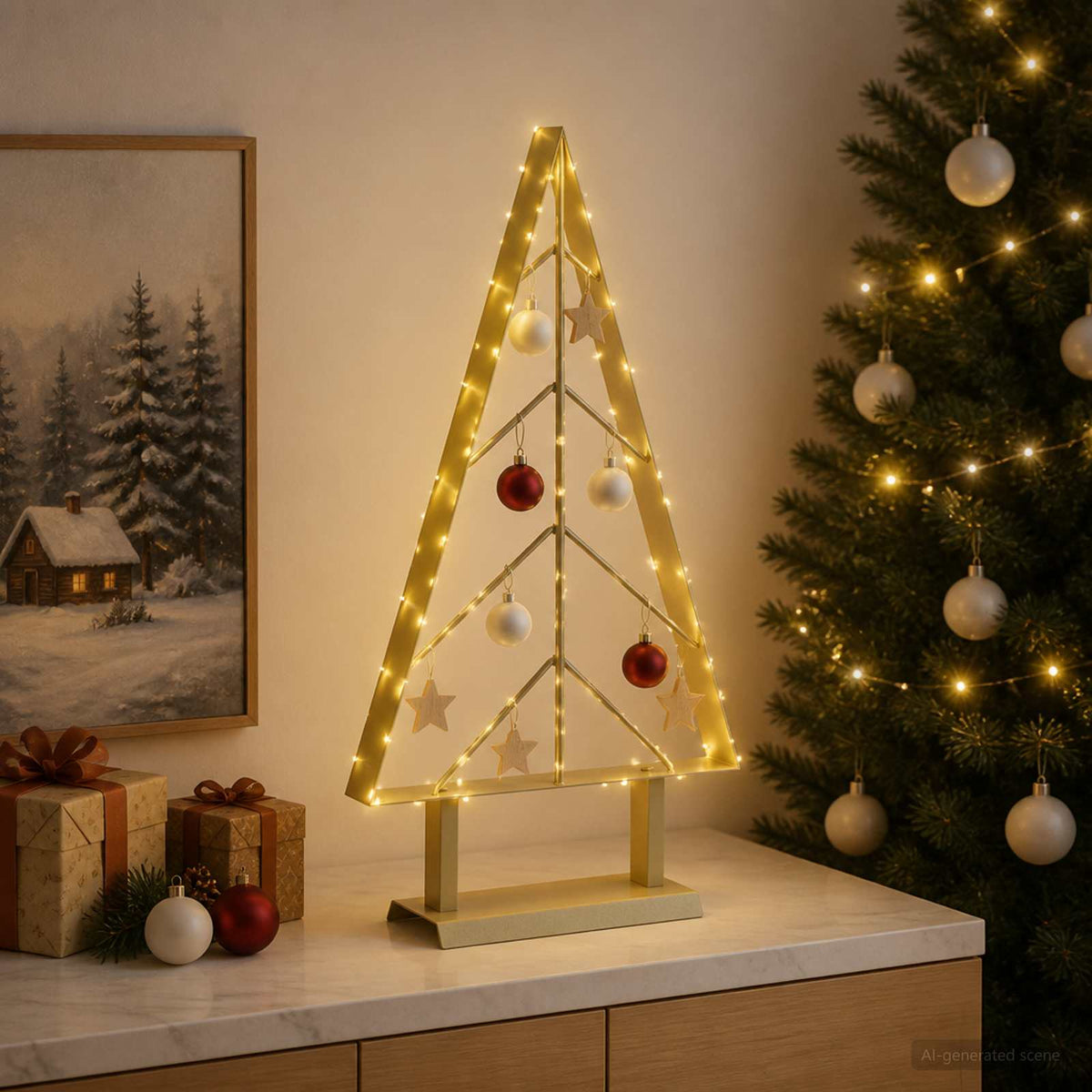vidaXL Metalen kerstboom met standaard KUOPIO 60 cm Staal Goud