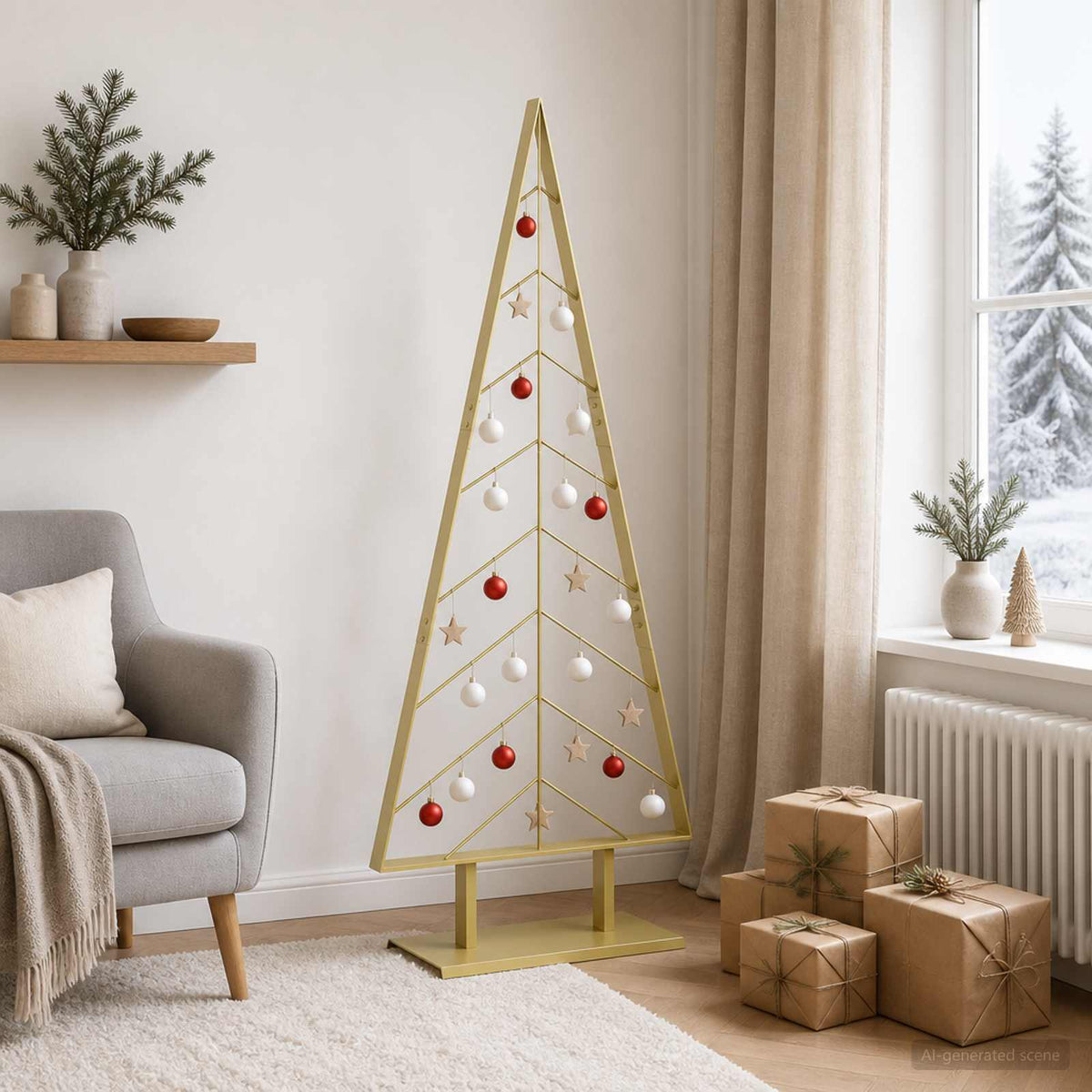 Metalen kerstboom met standaard KUOPIO 150 cm Staal Goud is nu te koop bij PeponiXL, paradijselijk wonen!