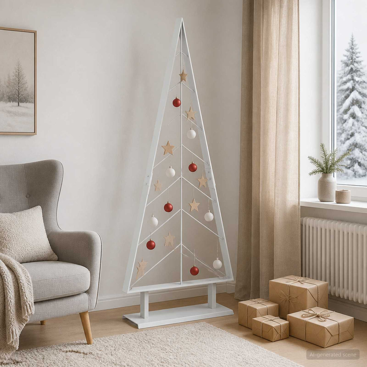 Metalen kerstboom met standaard KUOPIO 125 cm Staal Wit is nu te koop bij PeponiXL, paradijselijk wonen!