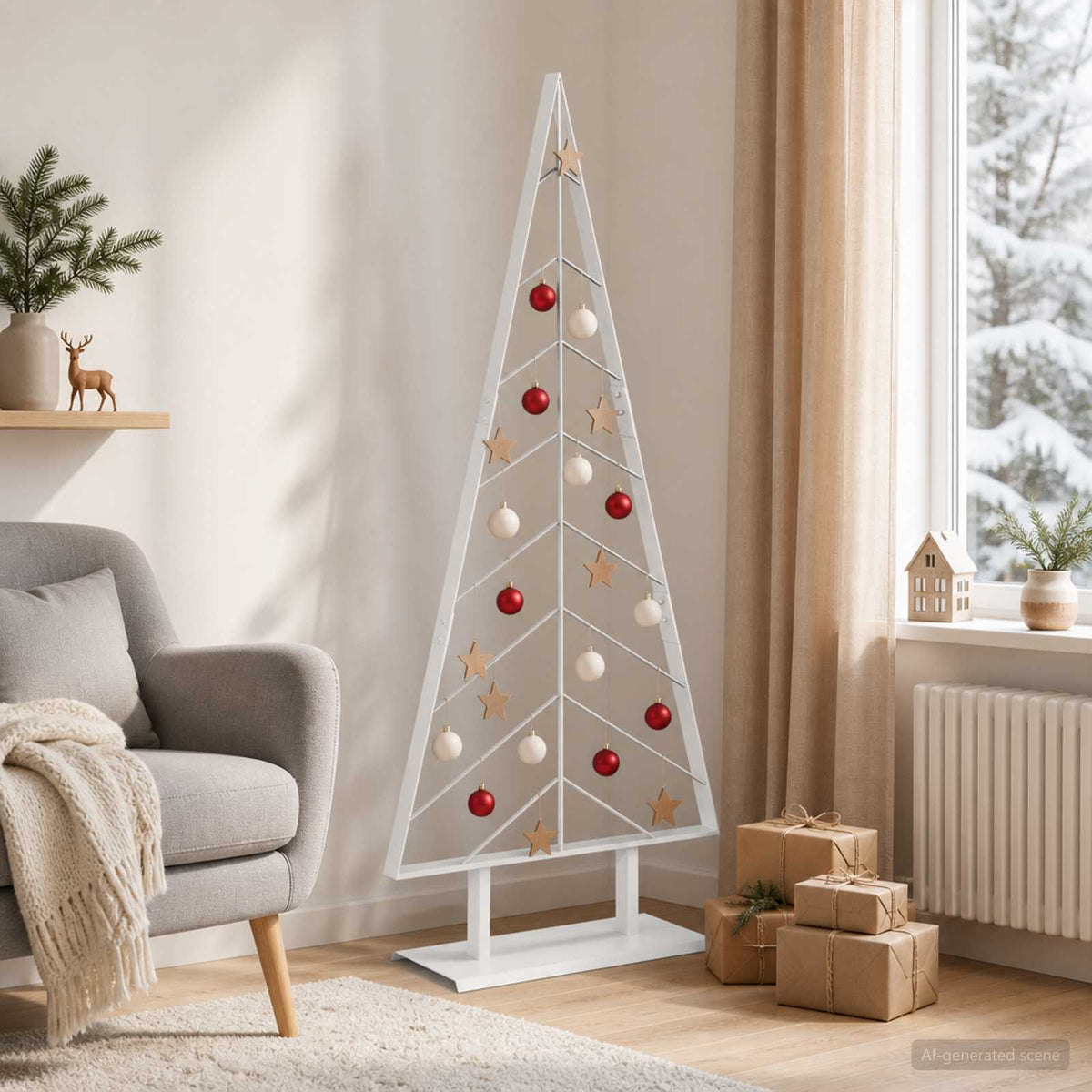 Metalen kerstboom met standaard KUOPIO 150 cm Staal Wit is nu te koop bij PeponiXL, paradijselijk wonen!
