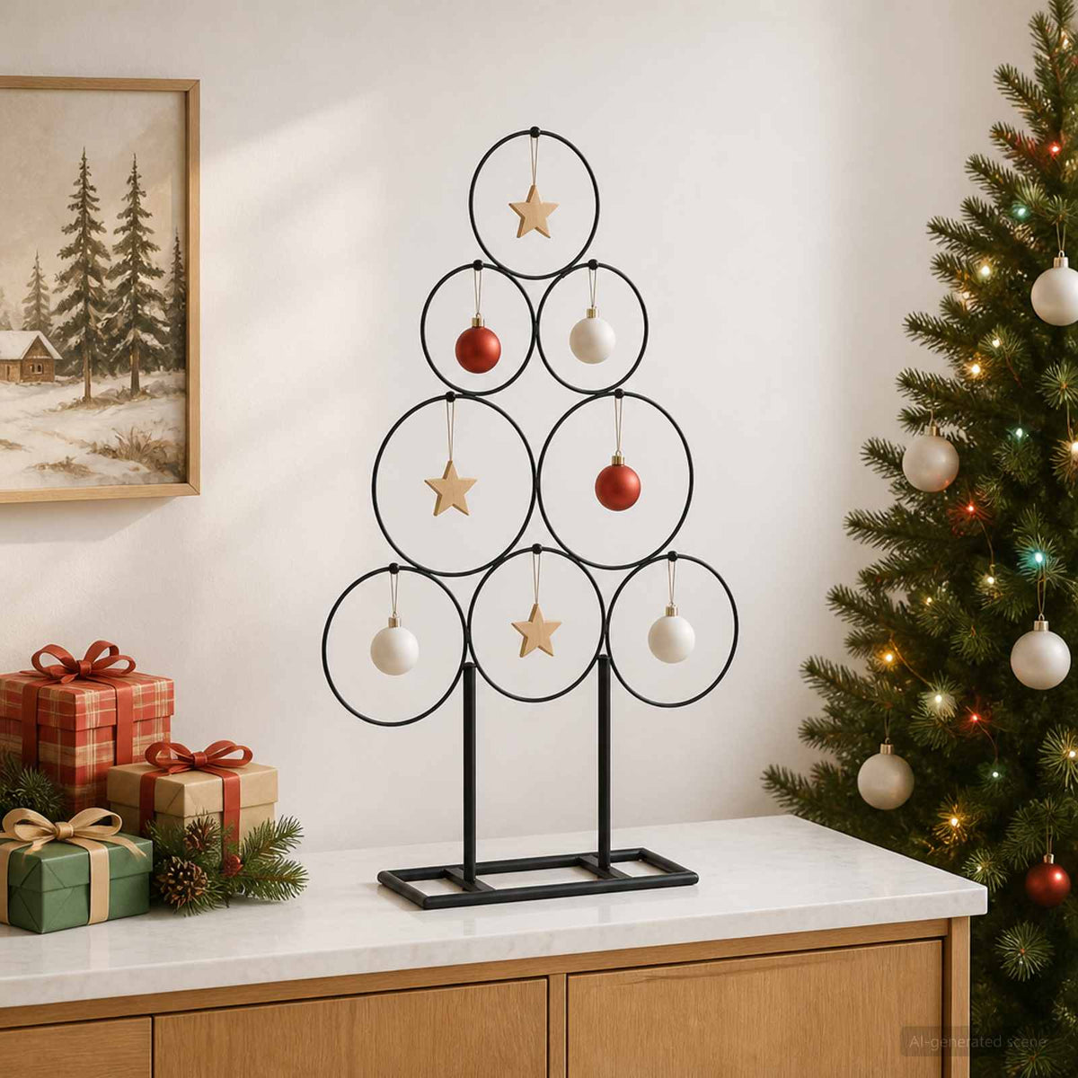 Metalen kerstboom met standaard KUOPIO 60 cm Staal Zwart is nu te koop bij PeponiXL, paradijselijk wonen!
