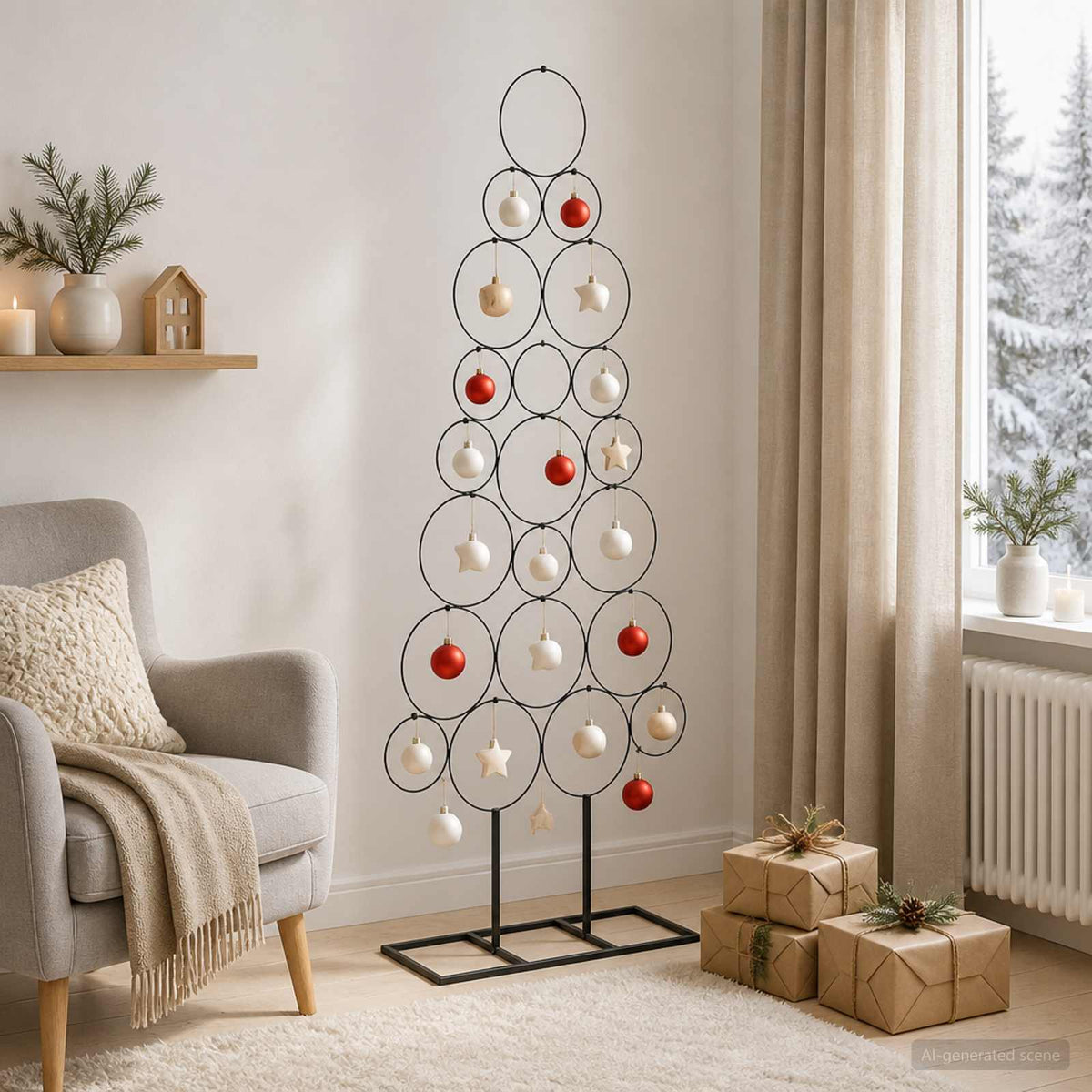 Metalen kerstboom met standaard KUOPIO 125 cm Staal Zwart is nu te koop bij PeponiXL, paradijselijk wonen!