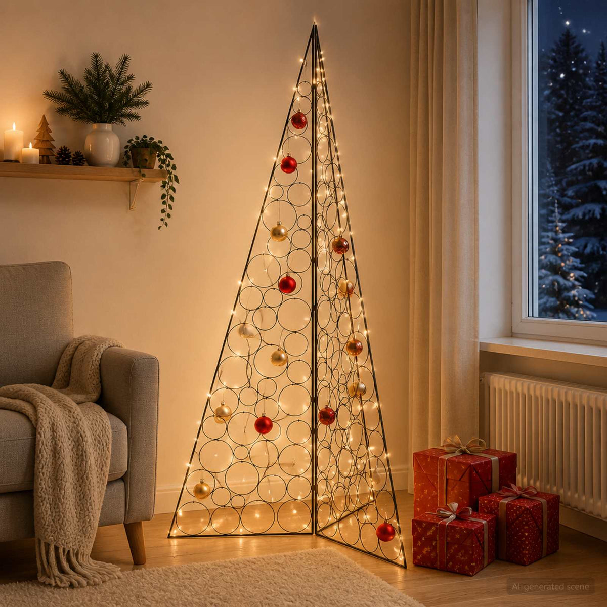 Metalen kerstboom KUOPIO 210 cm Staal Zwart is nu te koop bij PeponiXL, paradijselijk wonen!