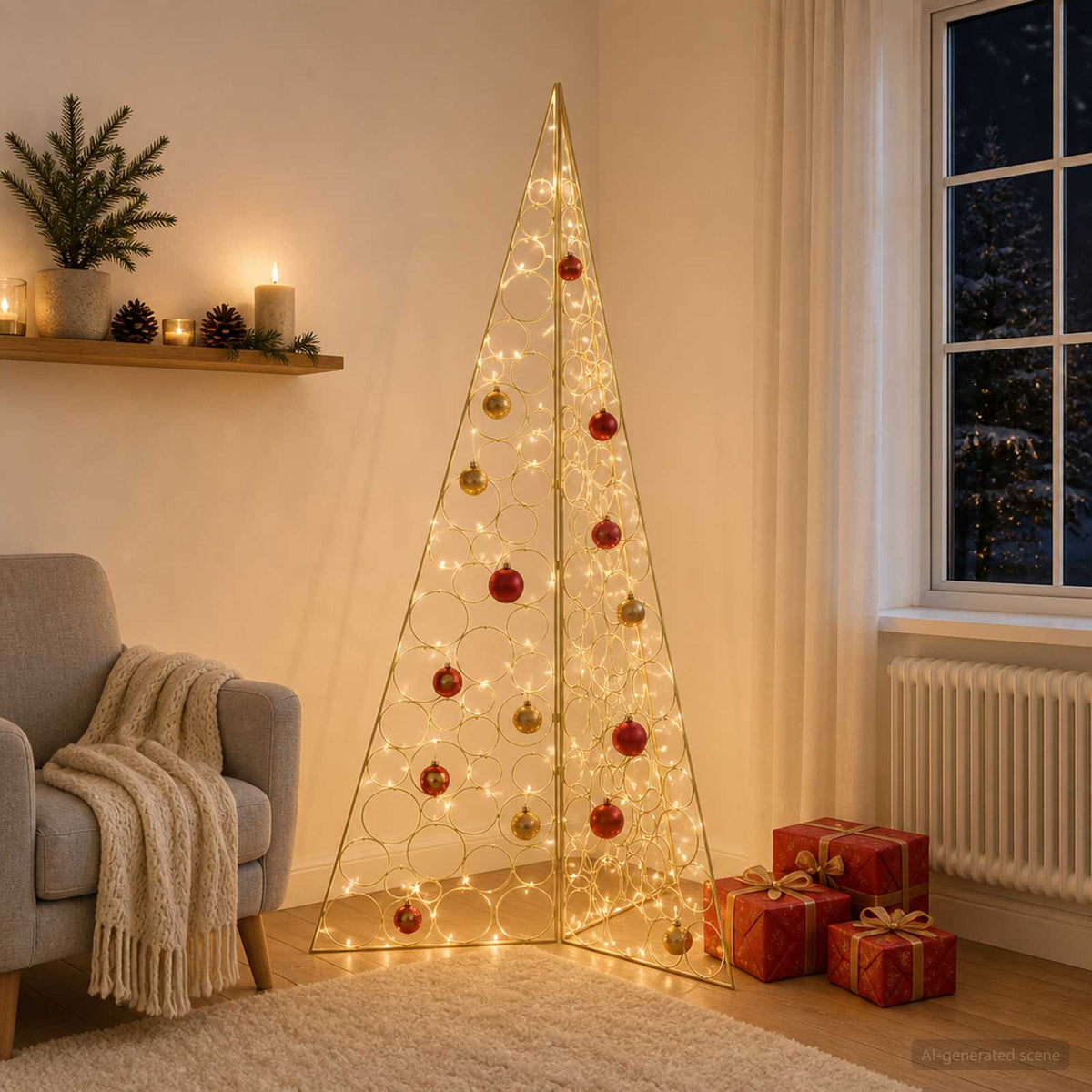 Metalen kerstboom KUOPIO 210 cm Staal Goud is nu te koop bij PeponiXL, paradijselijk wonen!