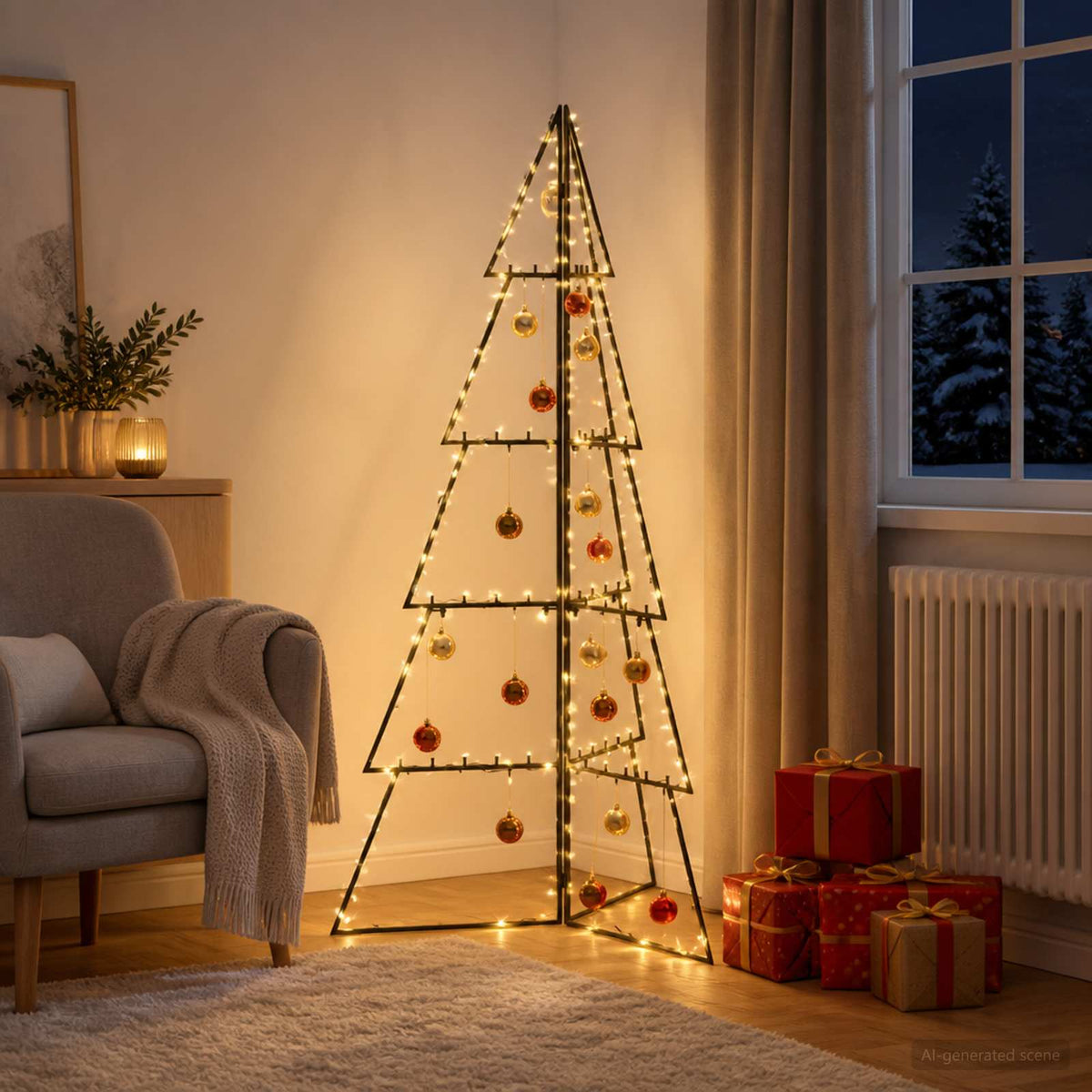 Metalen kerstboom KUOPIO 140 cm Staal Zwart is nu te koop bij PeponiXL, paradijselijk wonen!