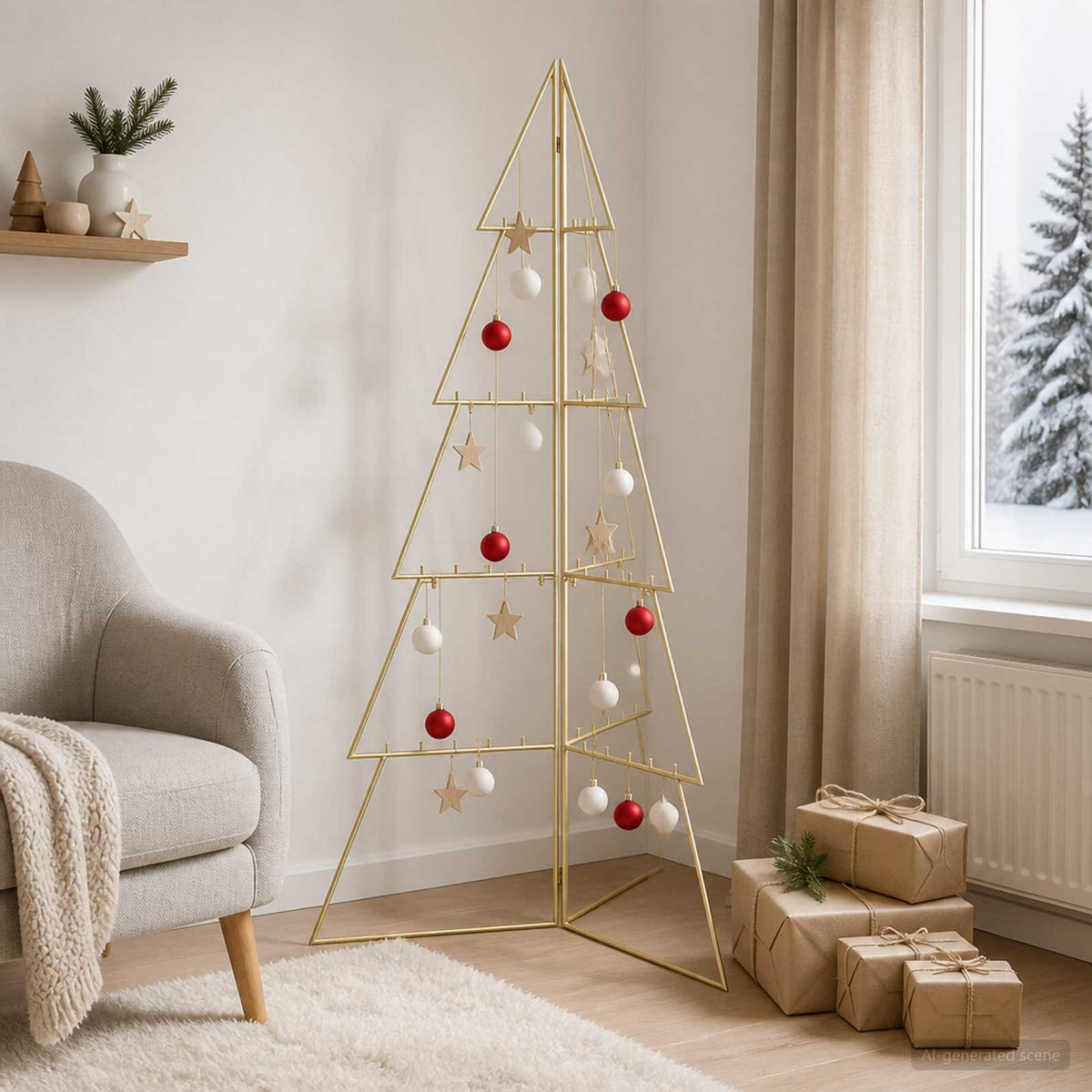 Metalen kerstboom KUOPIO 140 cm Staal Goud is nu te koop bij PeponiXL, paradijselijk wonen!