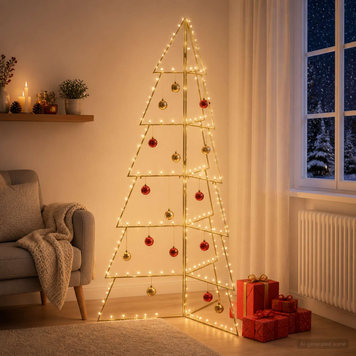 Metalen kerstboom KUOPIO 180 cm Staal Goud is nu te koop bij PeponiXL, paradijselijk wonen!