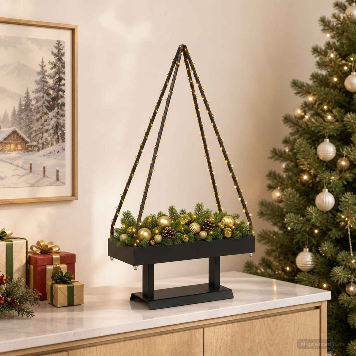 Metalen kerstboom met standaard KUOPIO 60 cm Staal Zwart is nu te koop bij PeponiXL, paradijselijk wonen!