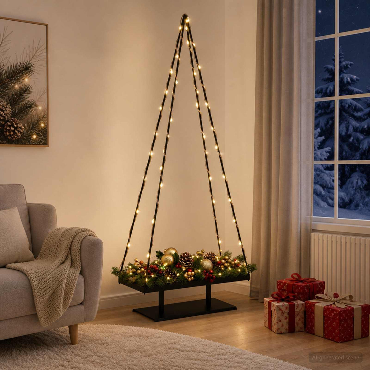 Metalen kerstboom met standaard KUOPIO 210 cm Staal Zwart is nu te koop bij PeponiXL, paradijselijk wonen!
