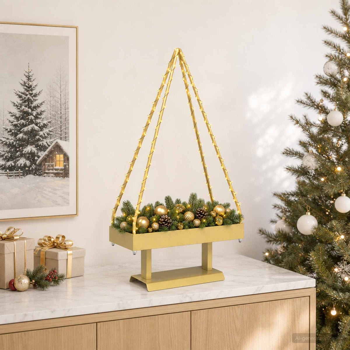 Metalen kerstboom met standaard KUOPIO 60 cm Staal Goud is nu te koop bij PeponiXL, paradijselijk wonen!