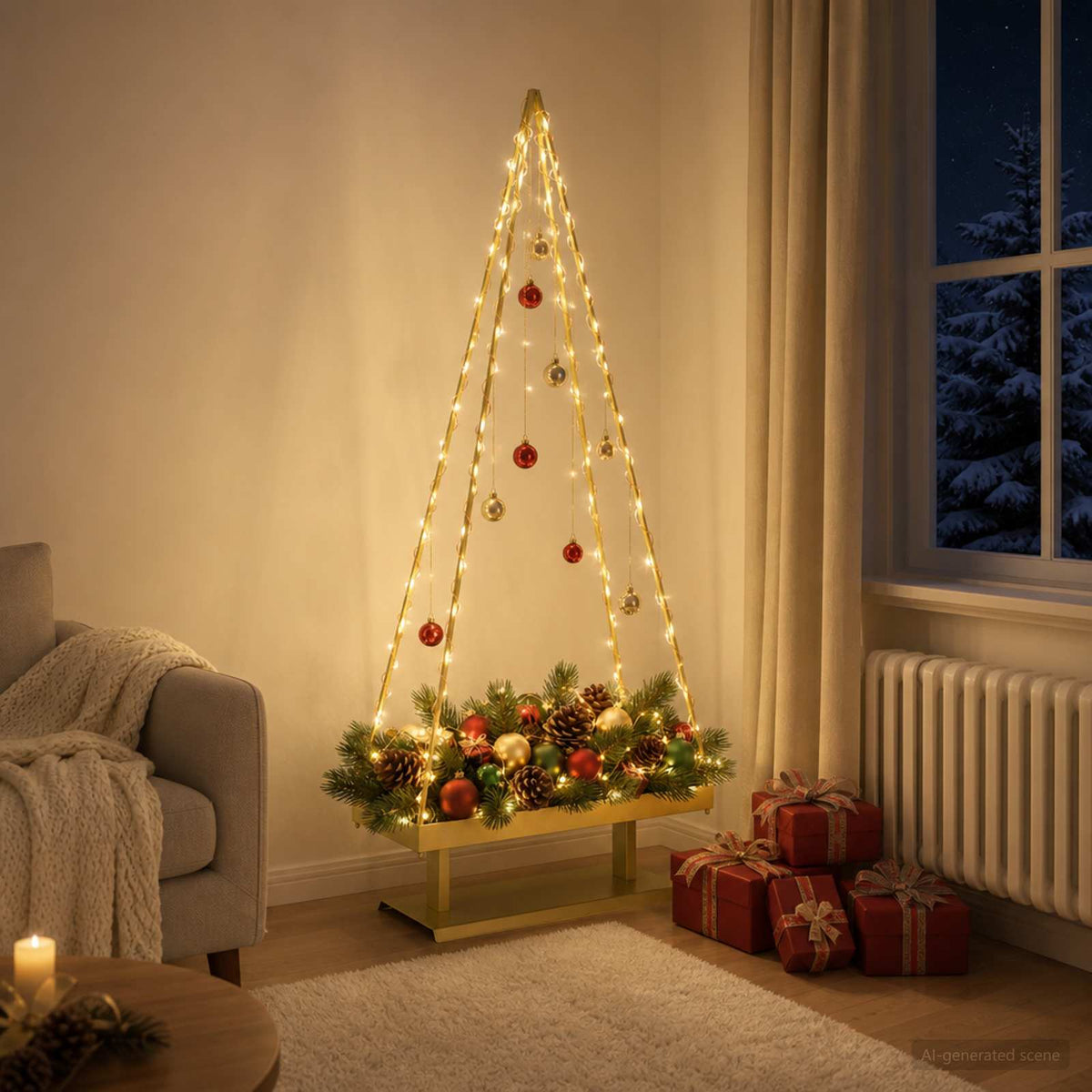 Metalen kerstboom met standaard KUOPIO 125 cm Staal Goud is nu te koop bij PeponiXL, paradijselijk wonen!