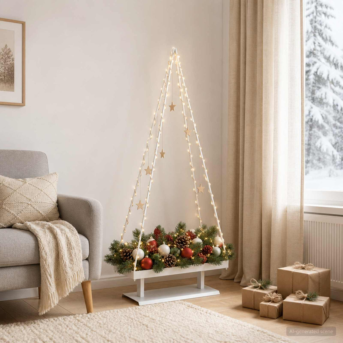 Metalen kerstboom met standaard KUOPIO 150 cm Staal Wit is nu te koop bij PeponiXL, paradijselijk wonen!