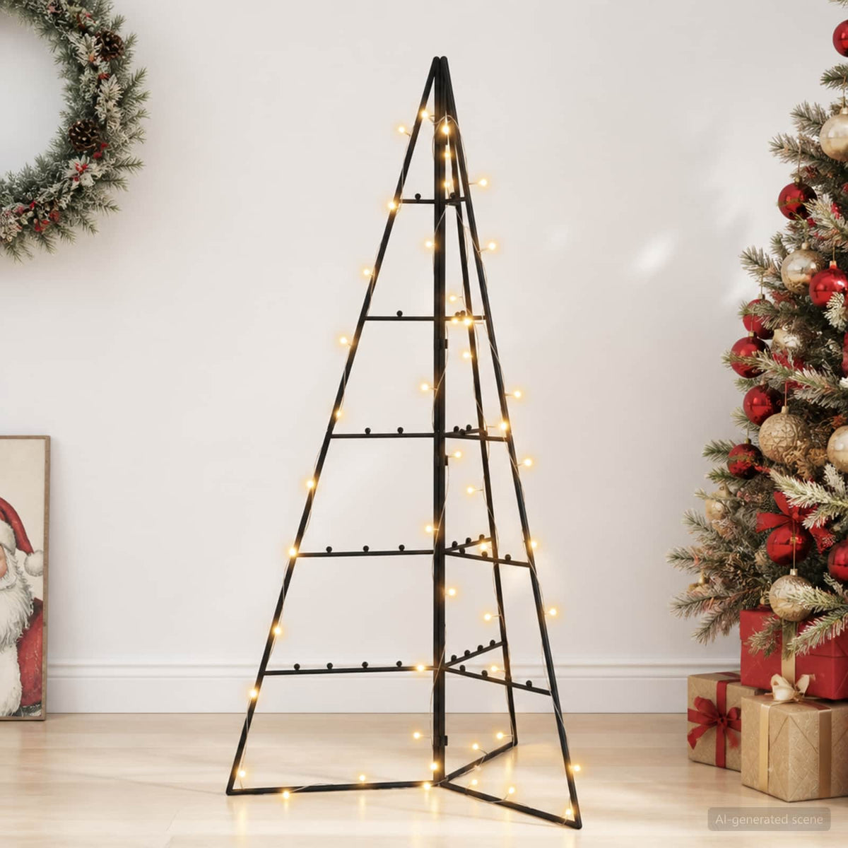 vidaXL Metalen kerstboom met led KUOPIO 100 cm Warmwit Staal Zwart