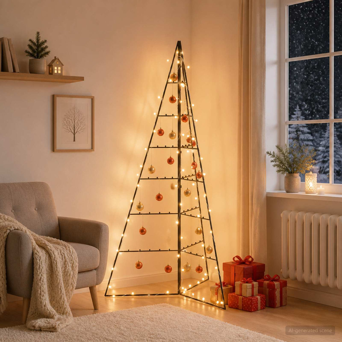Metalen kerstboom met led KUOPIO 140 cm Warmwit Staal Zwart is nu te koop bij PeponiXL, paradijselijk wonen!