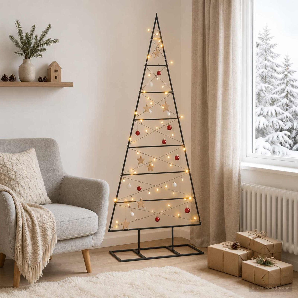 Metalen kerstboom KUOPIO 125 cm Warmwit Poedergecoat staal is nu te koop bij PeponiXL, paradijselijk wonen!
