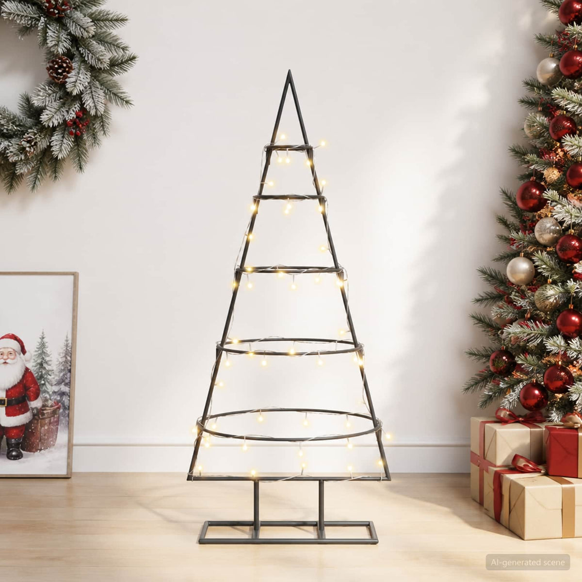 Metalen kerstboom met standaard KUOPIO 90 cm Warmwit Staal is nu te koop bij PeponiXL, paradijselijk wonen!