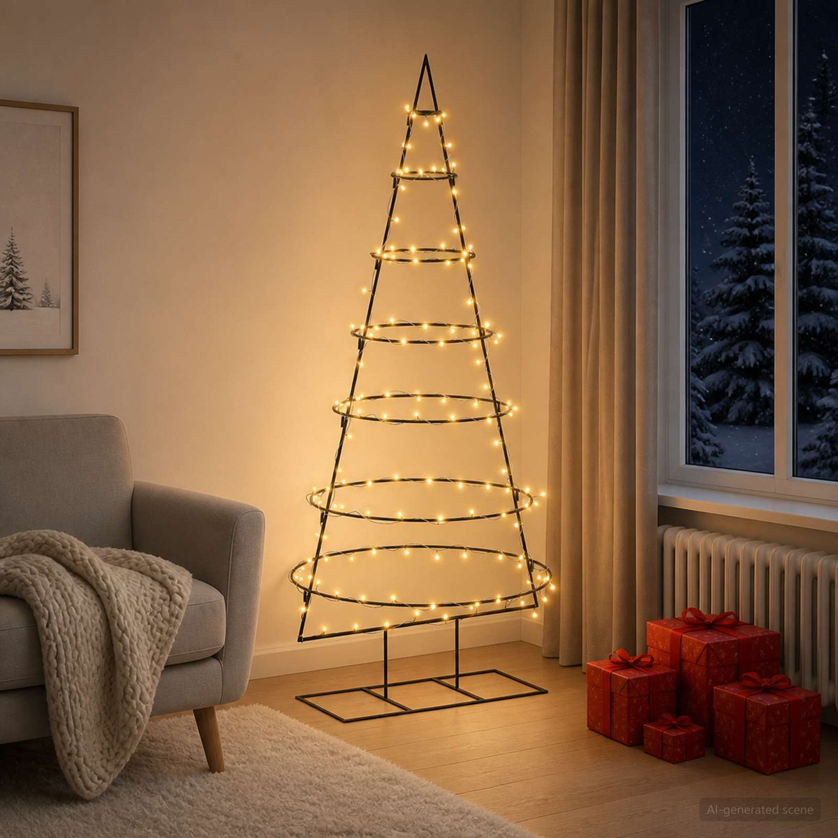 Metalen kerstboom met standaard KUOPIO 180 cm Warmwit Staal is nu te koop bij PeponiXL, paradijselijk wonen!