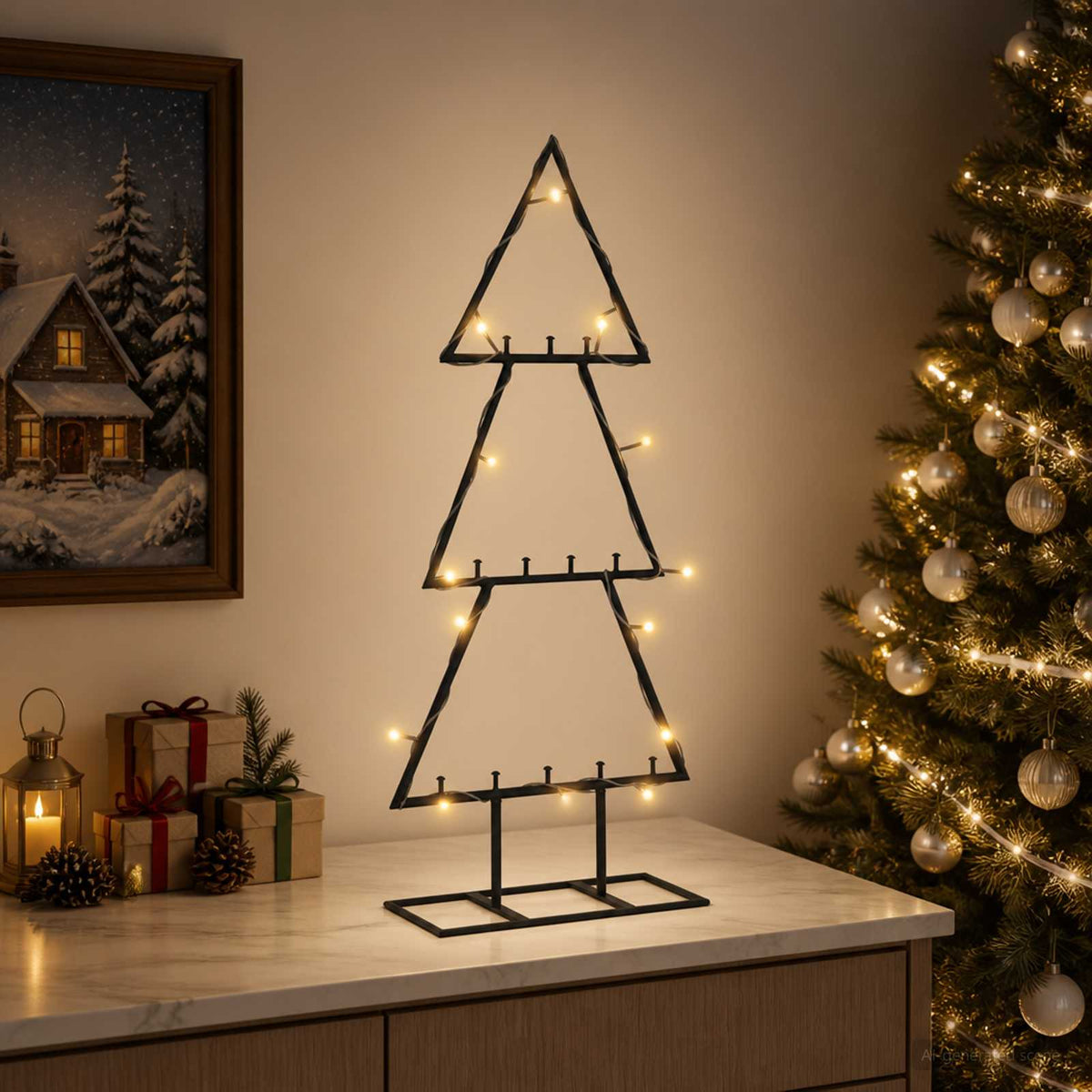 Metalen kerstboom met standaard KUOPIO 60 cm Warmwit Staal is nu te koop bij PeponiXL, paradijselijk wonen!