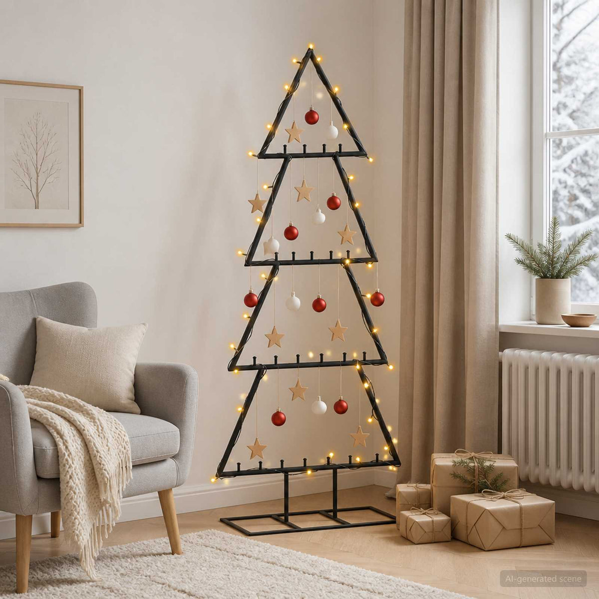 Metalen kerstboom met standaard KUOPIO 125 cm Warmwit Staal is nu te koop bij PeponiXL, paradijselijk wonen!