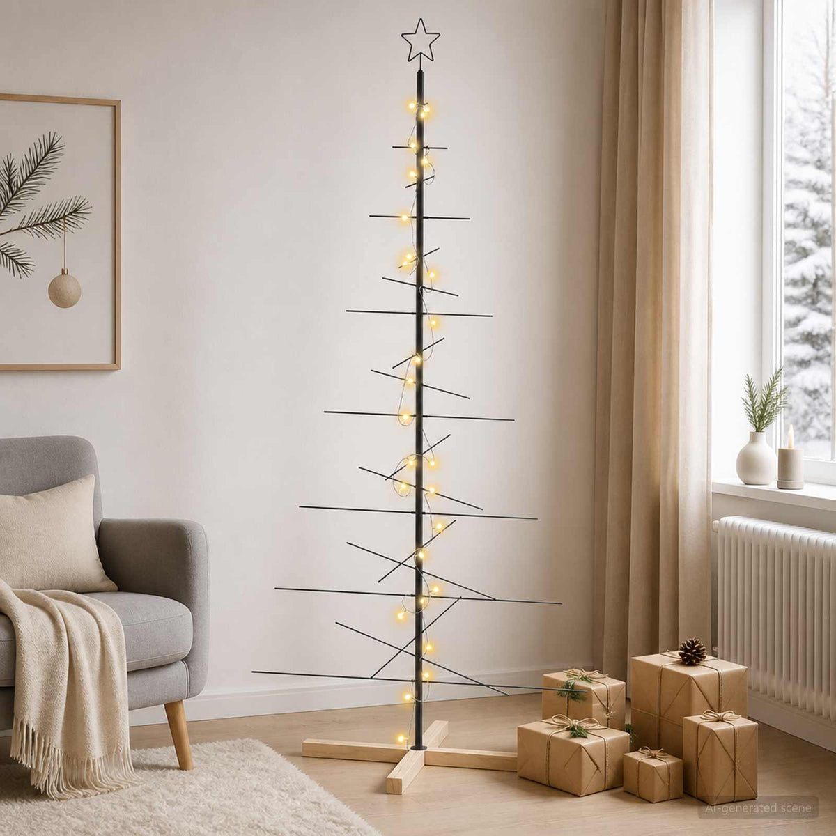 Metalen kerstboom met standaard KUOPIO 180 cm Warmwit Staal is nu te koop bij PeponiXL, paradijselijk wonen!