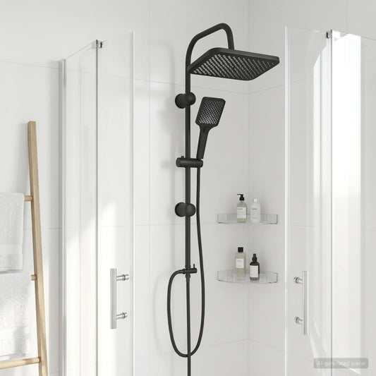 Douche systeem met douchekop Zwart Roestvrij staal is nu te koop bij PeponiXL, paradijselijk wonen!