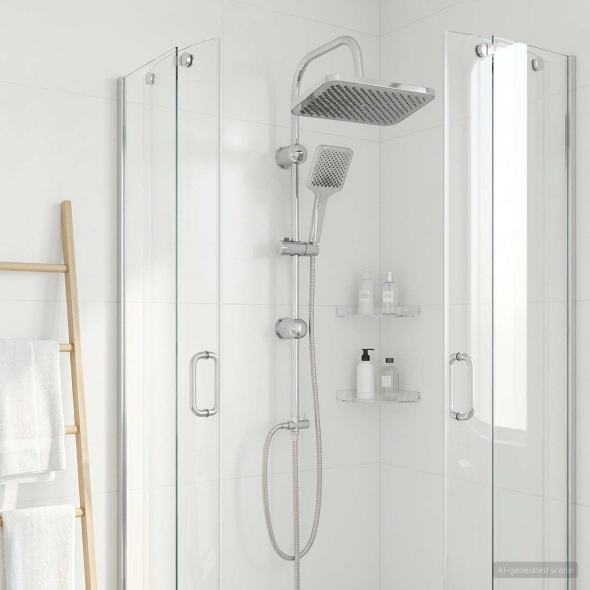 Douchesysteem met douchekop Chroom Roestvrij staal is nu te koop bij PeponiXL, paradijselijk wonen!