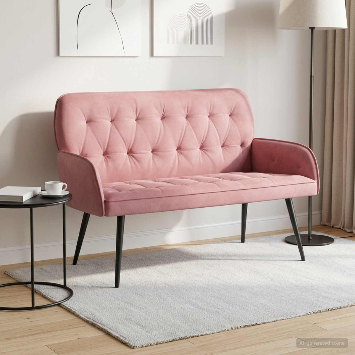 Tweezitsbank met metalen poten 2-zits Roze fluweel is nu te koop bij PeponiXL, paradijselijk wonen!